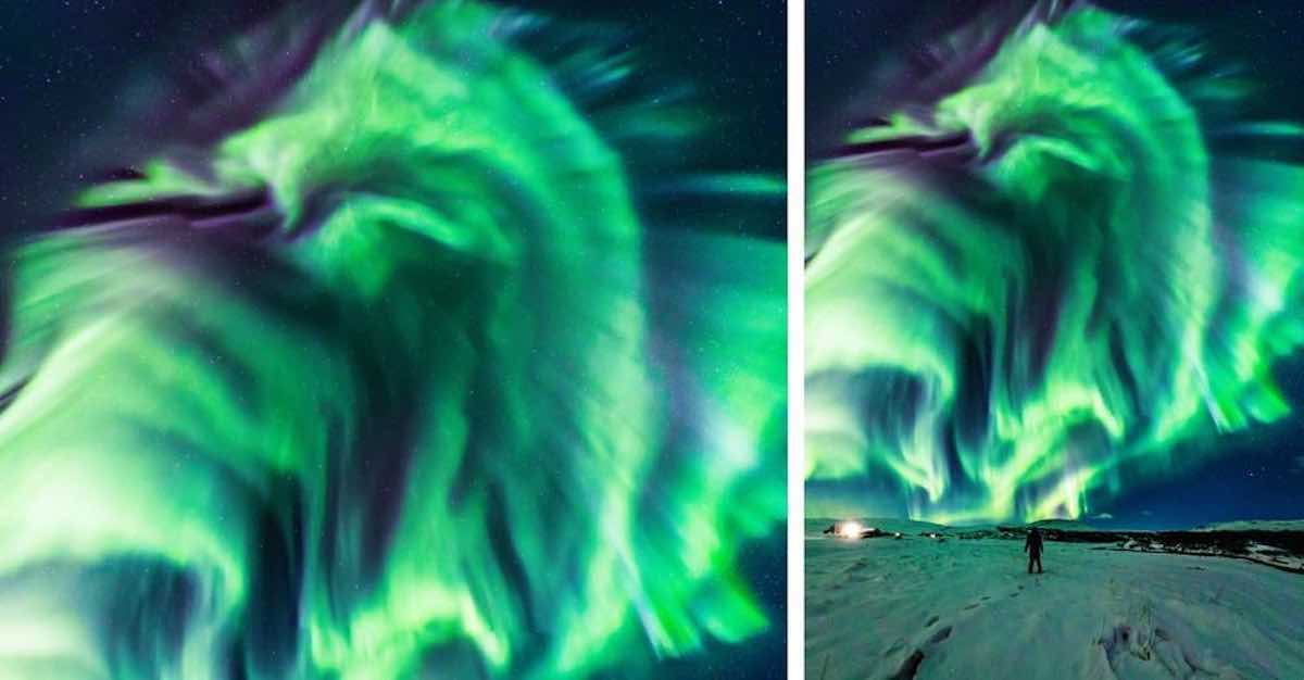Cette photo exceptionnelle d’aurores boréales ressemble à un dragon immense dans le ciel