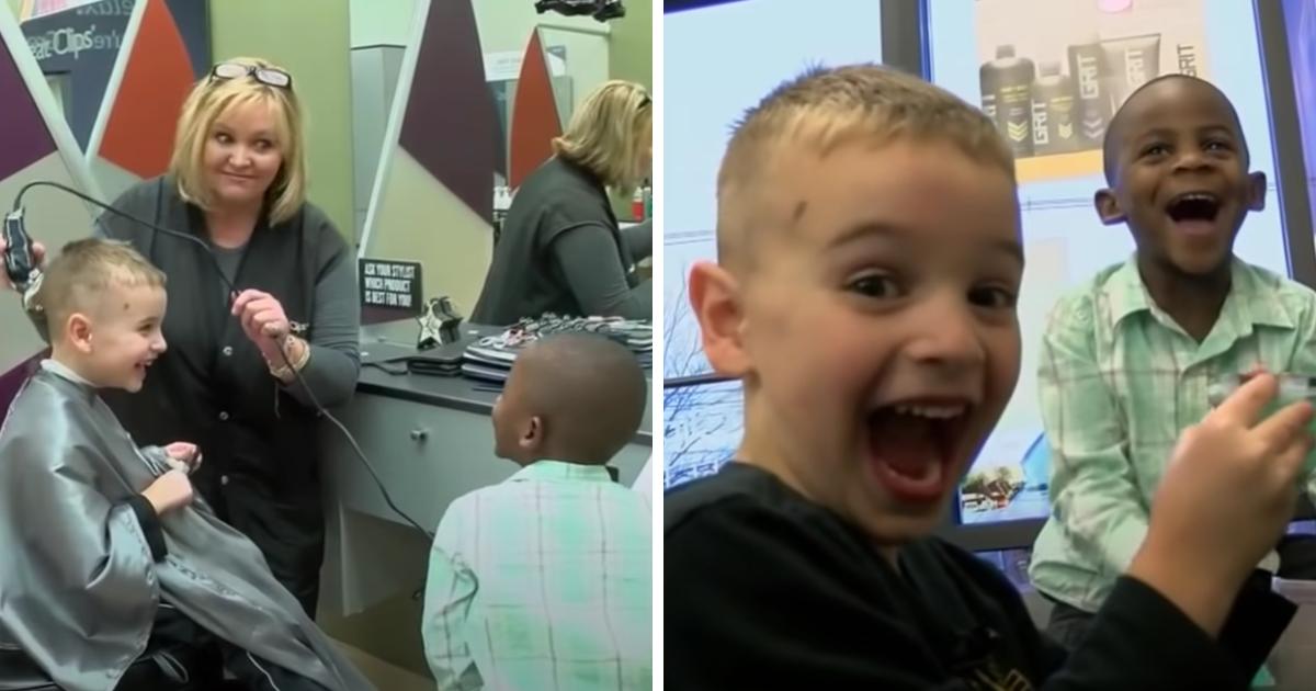 Un enfant et ses amis ont élaboré un plan pour tromper le professeur en se faisant des coupes de cheveux assorties.