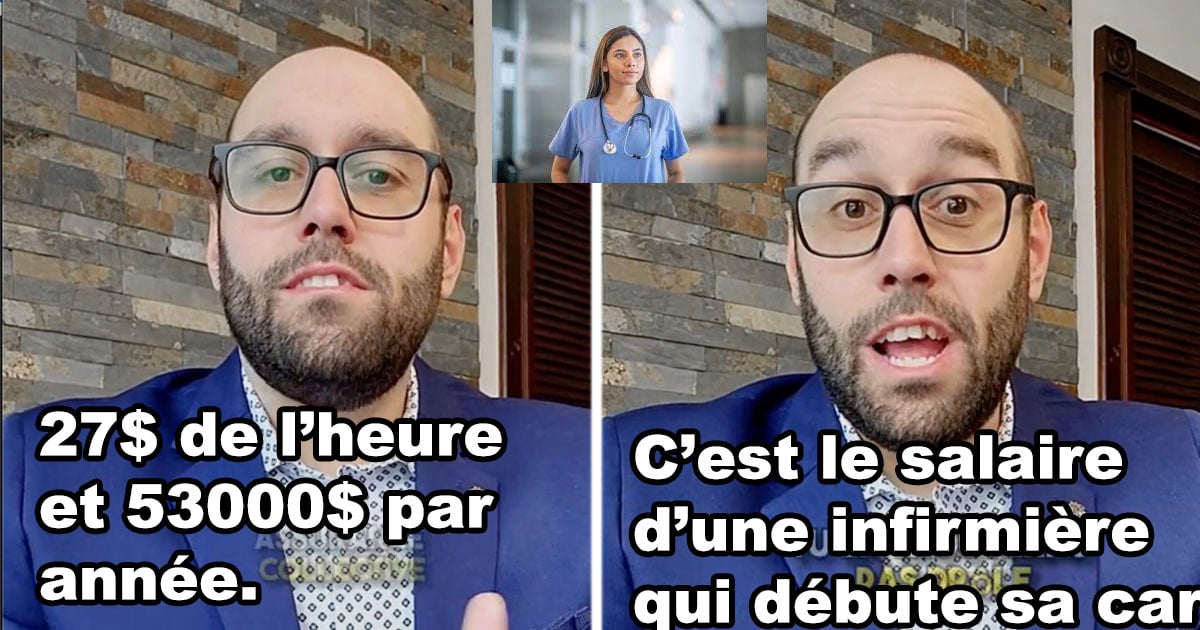 Un homme illustre la réalité du salaire de base des infirmières du Québec
