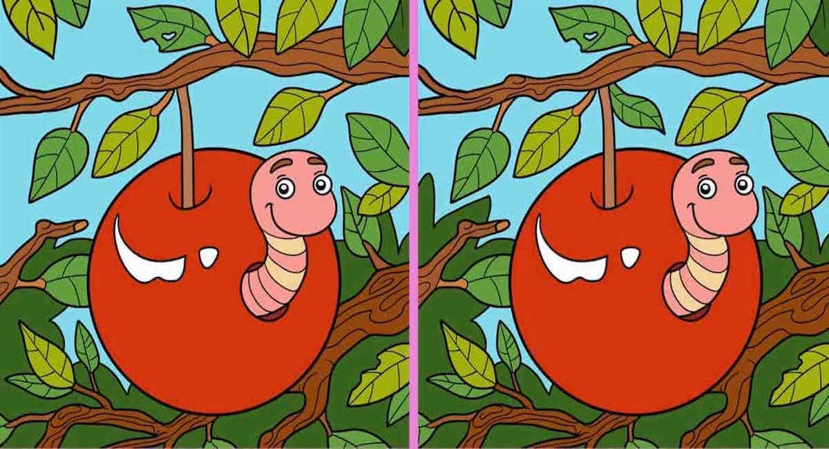 Arriverez-vous à repérer les 3 différences entre les images d’un ver dans une pomme en 12 secondes ?