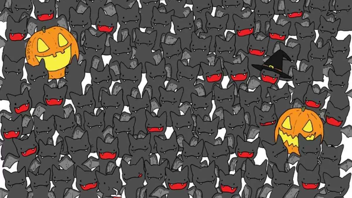 Test visuel: repérez un chat noir caché parmi les chauves-souris dans l’image d’Halloween en 15 secondes !