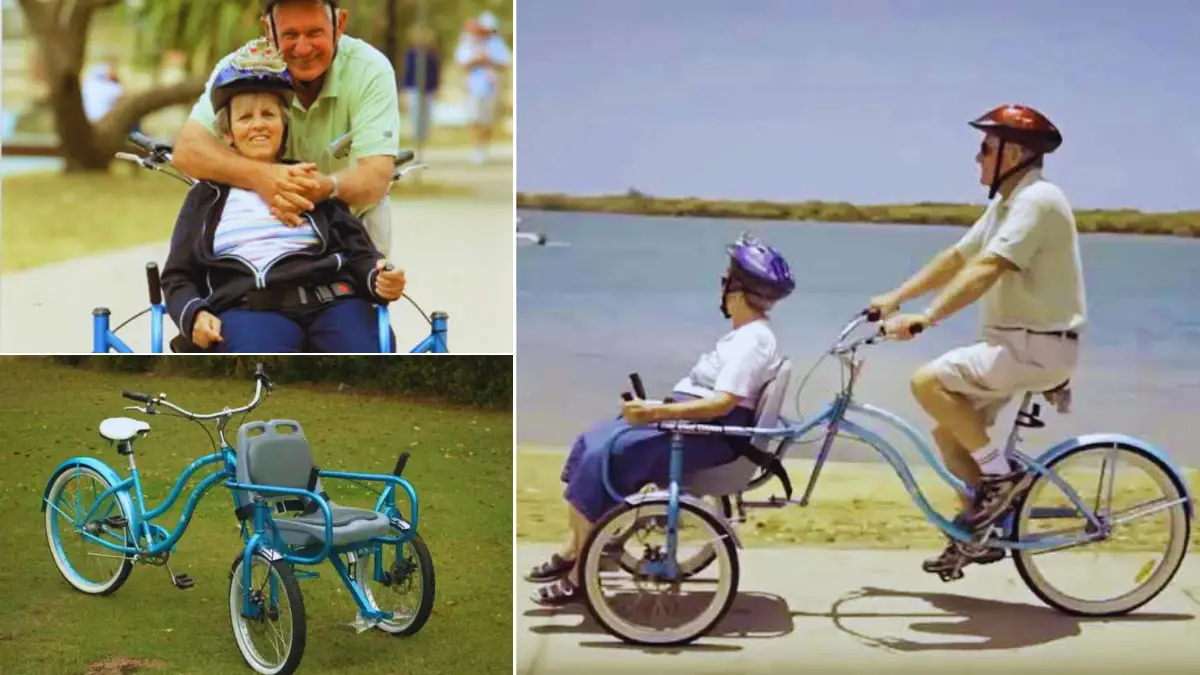 Par amour pour sa femme handicapée – Il crée un vélo chaise roulante pour pouvoir l’emmener se balader