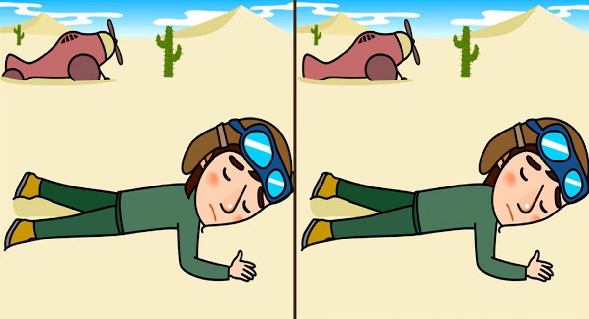 Pouvez-vous repérer les 3 différences entre les images d’un pilote dans le désert en 12 secondes ?