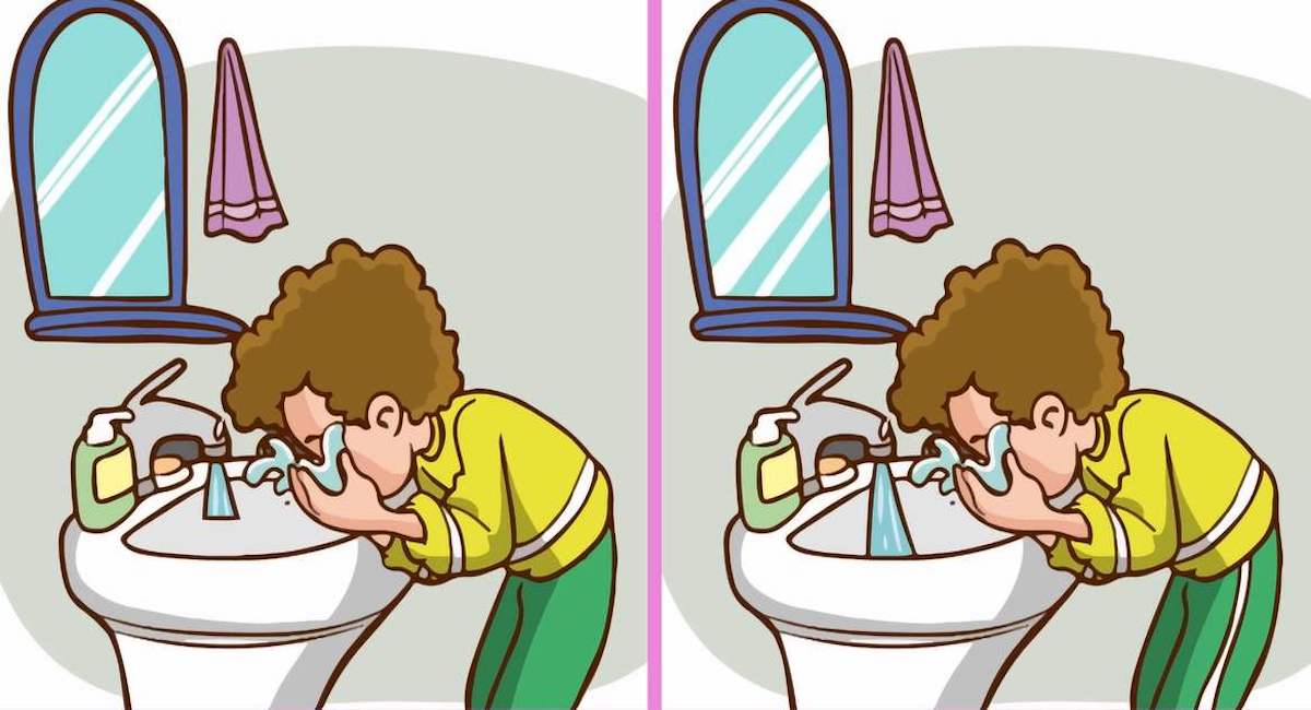 Réussirez-vous à repérer les 3 différences entre les images d’un garçon se lavant le visage en 10 secondes ?
