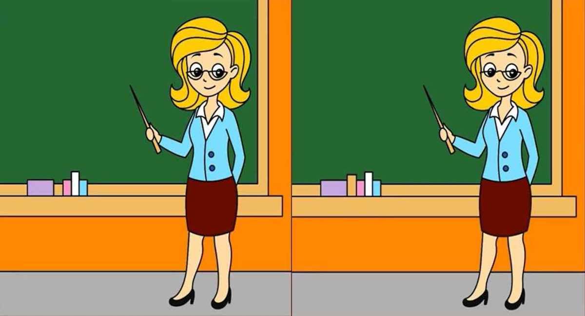 Pouvez-vous repérer les trois différences entre les images d’une enseignante en classe en 17 secondes ?