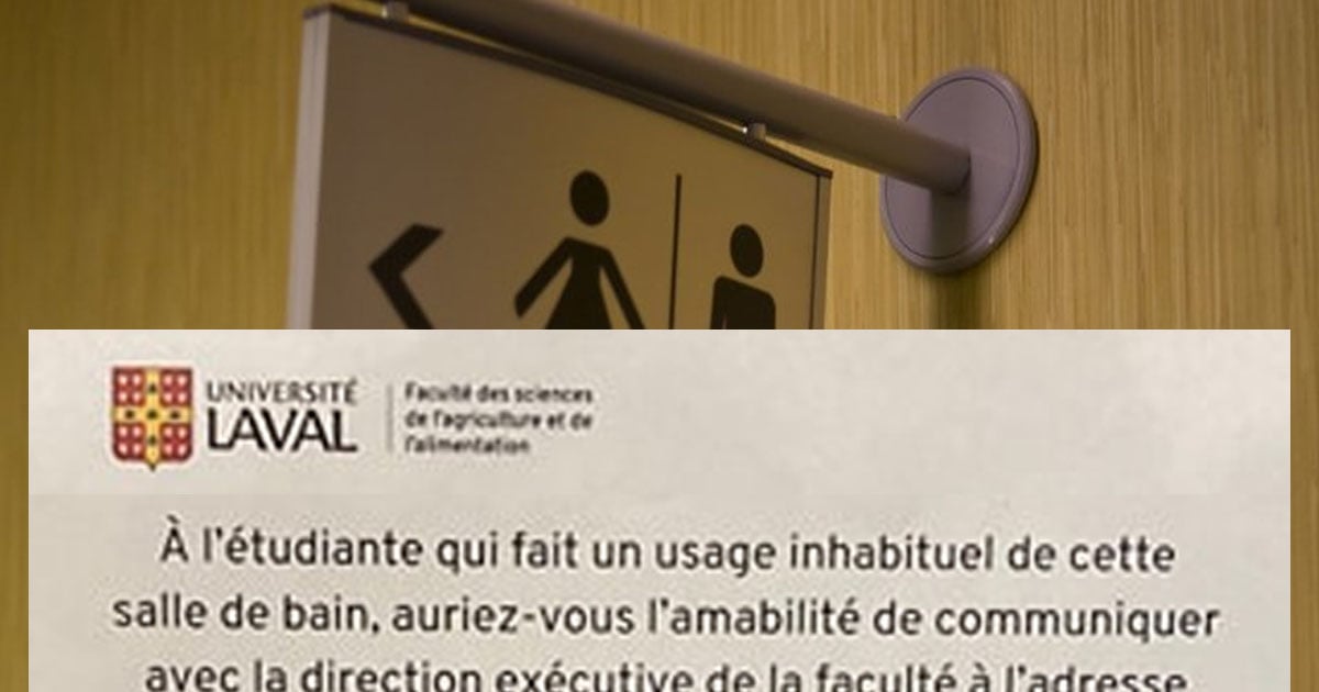 Plusieurs personnes ont remarqué une étrange lettre concernant les toilettes des filles à l’Université Laval