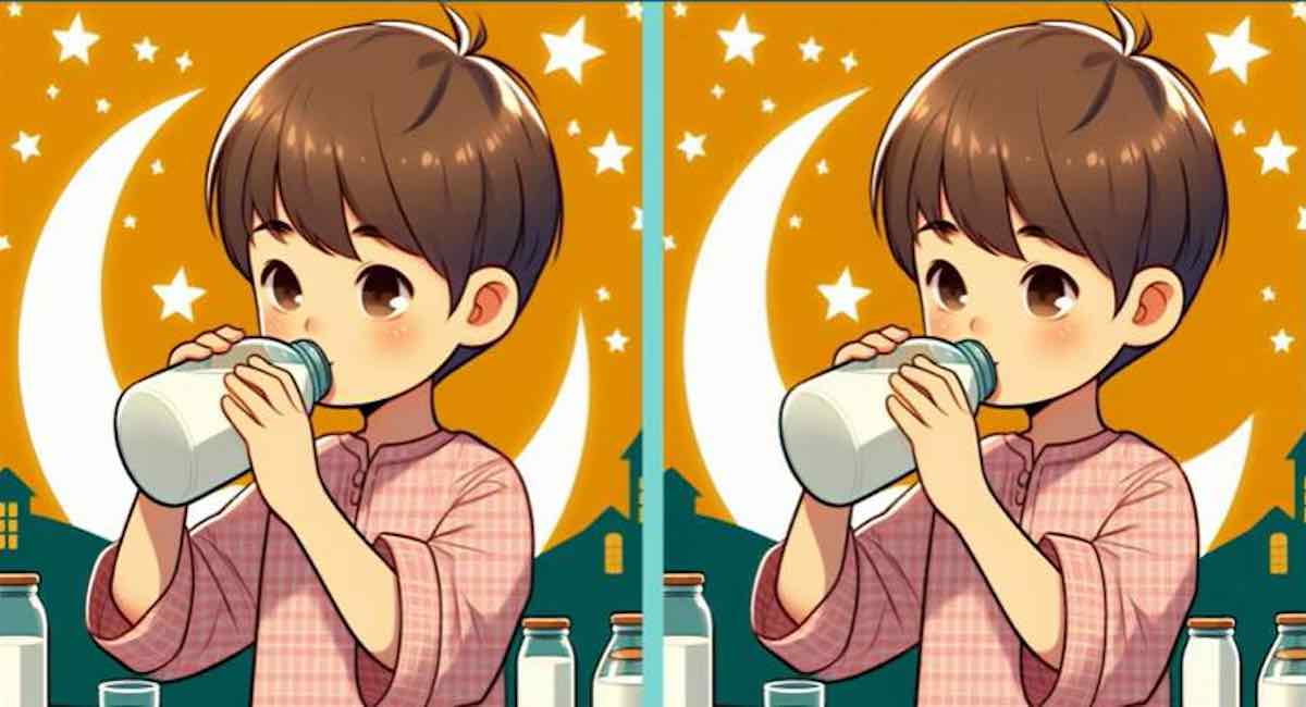 Pouvez-vous repérer 3 différences dans l’image d’un garçon buvant du lait en 17 secondes ?