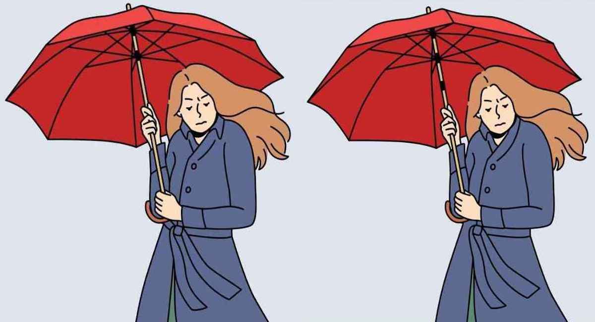 Arriverez-vous à trouver les 3 différences entre les images d’une femme avec un parapluie en 15 secondes ?