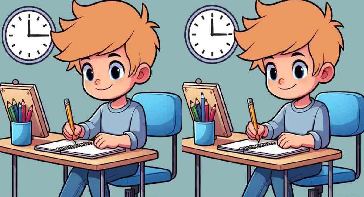 Pouvez-vous trouver les 3 différences entre les images d’un garçon qui étudie 16 secondes ?