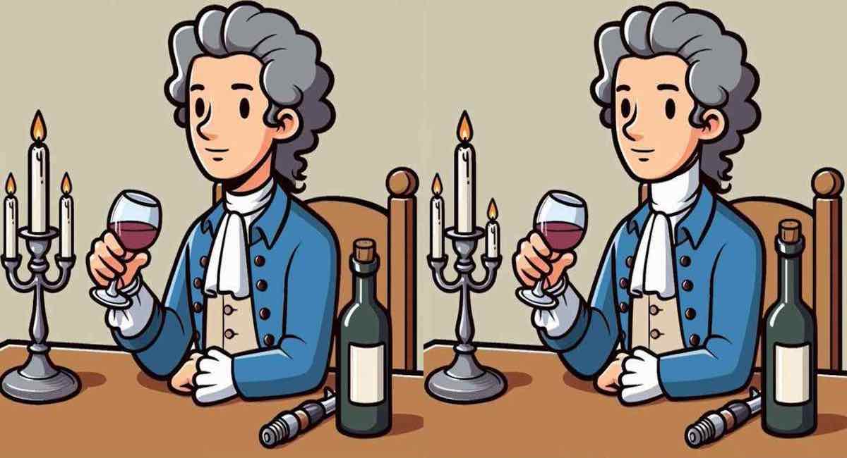 Arriverez-vous à trouver les 3 différences entre les images d’un homme buvant du vin en 15 secondes ?