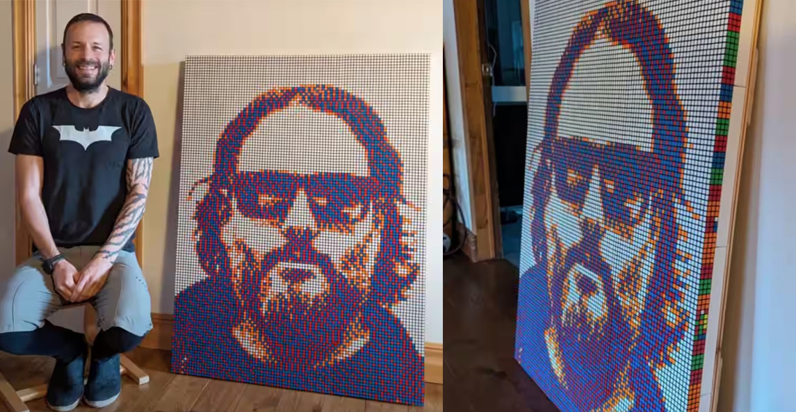 Ce Québécois a fait le portrait de Karl Tremblay avec 1200 cubes Rubik