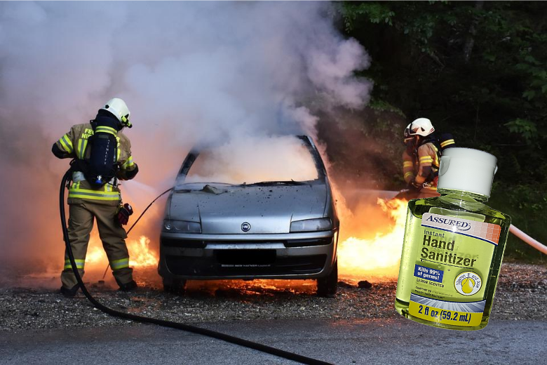 Les sapeurs-pompiers informent : ‘Ne conservez pas de gel désinfectant dans votre voiture lorsqu’il fait très chaud’