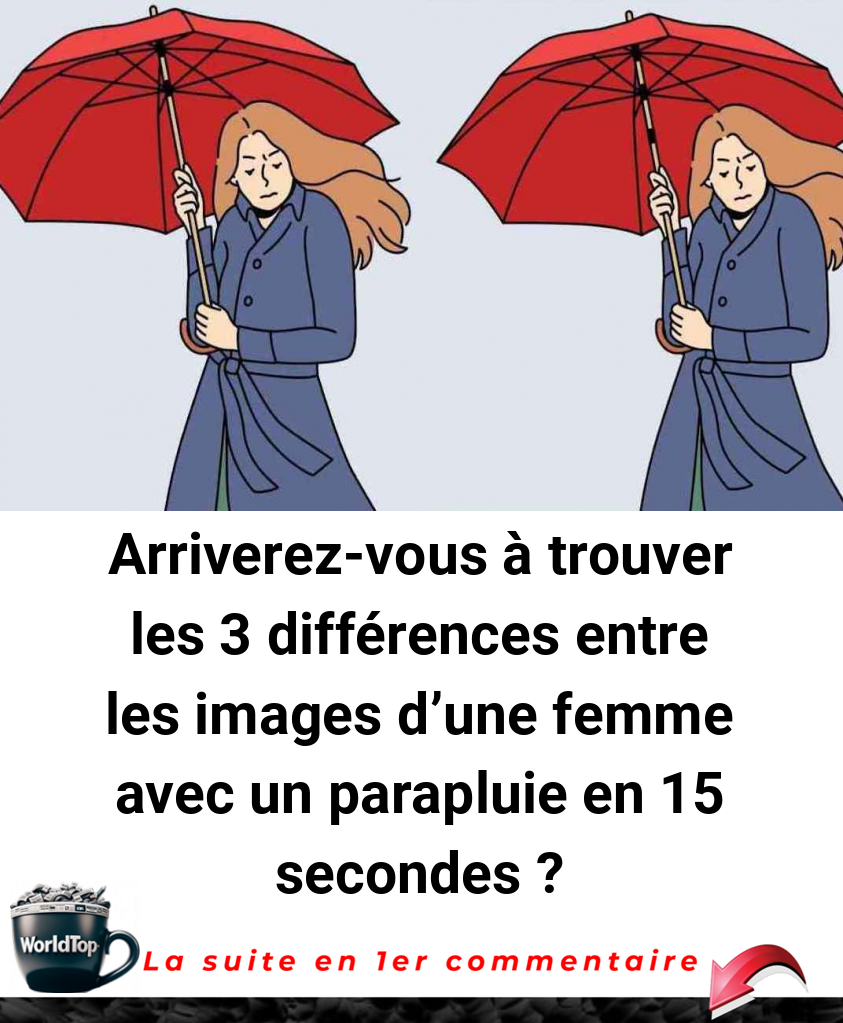 Arriverez-vous à trouver les 3 différences entre les images d'une femme avec un parapluie en 15 secondes ?