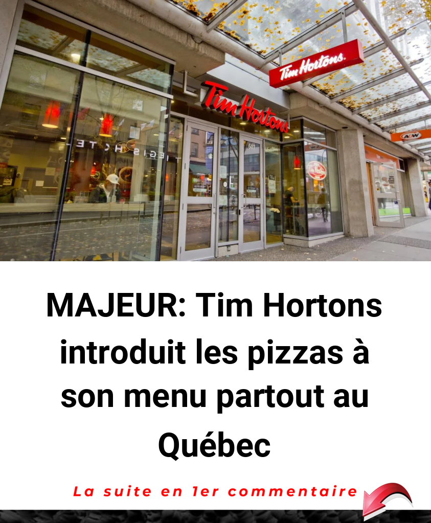 MAJEUR: Tim Hortons introduit les pizzas à son menu partout au Québec